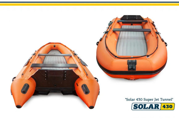 Лодка надувная моторная Solar-430 Super Jet Tunnel (серый)