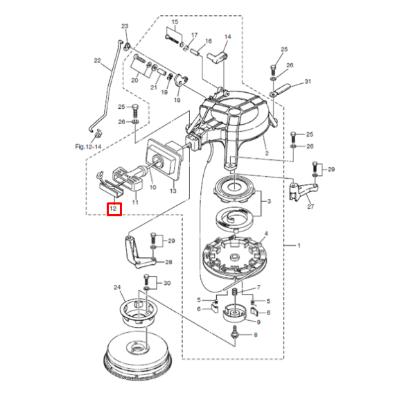 Заглушка ручки ручного стартера Tohatsu 8-9.8 (PNFM40E-07022) (YUELANG)