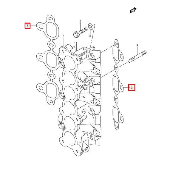 Прокладка впускного коллектора Suzuki DF200-250 (Suzuki)