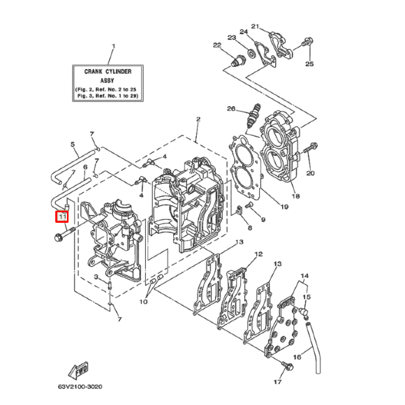 Болт с шайбой блока ДВС Yamaha 9.9-15 (90119-08M07) (Yamaha)