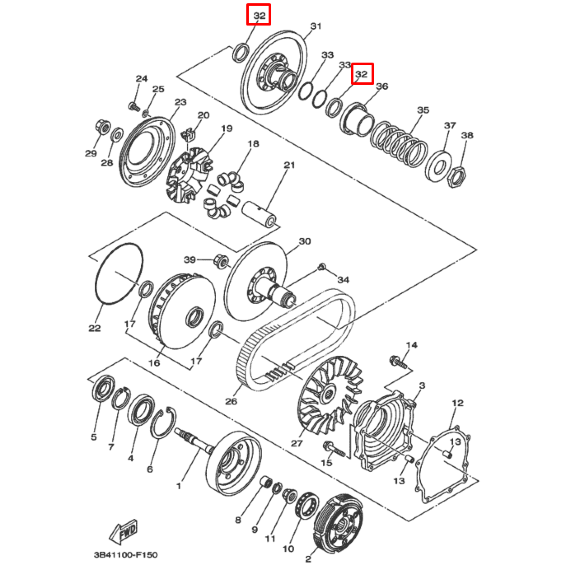 Сальник вариатора квадроцикл Yamaha GRIZZLY; KODIAK; RHINO; VIKING (93104-41119) (Yamaha) Сальник вариатора квадроцикл Yamaha GRIZZLY; KODIAK; RHINO; VIKING (93104-41119) (Yamaha)
