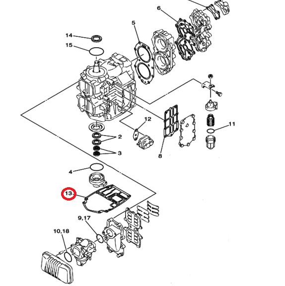 Прокладка под блок Yamaha 40X (ТМ)