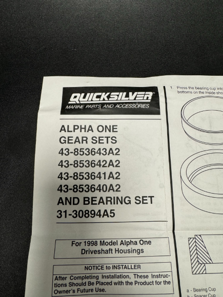 Шестерни верхнего редуктора Mercruiser Alpha One (1.62 редукция) (Quicksilver)