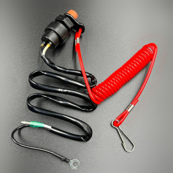 Кнопка аварийной остановки двигателя с чекой Yamaha 9.9-250, F4-350 (75см) (KS)