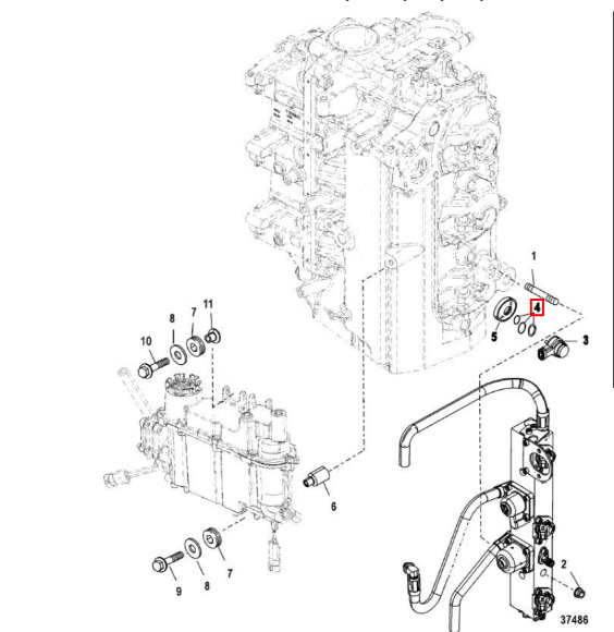 Комплект уплотнительных колец  Mercury 75-125 (Quicksilver)