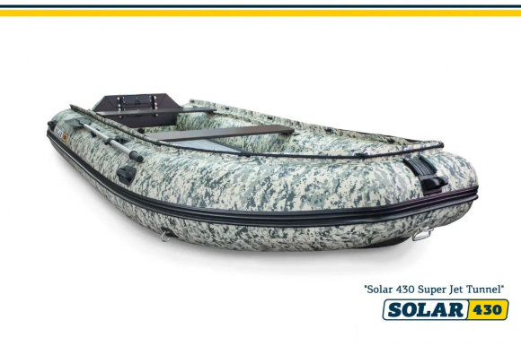 Лодка надувная моторная Solar-430 Super Jet Tunnel (пиксель) Лодка надувная моторная Solar-430 Super Jet Tunnel (пиксель)